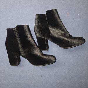 BAMBOO Black Velvet Ankle Chunky Booties Grunge Dark Whimsical Goth Dark Fairy